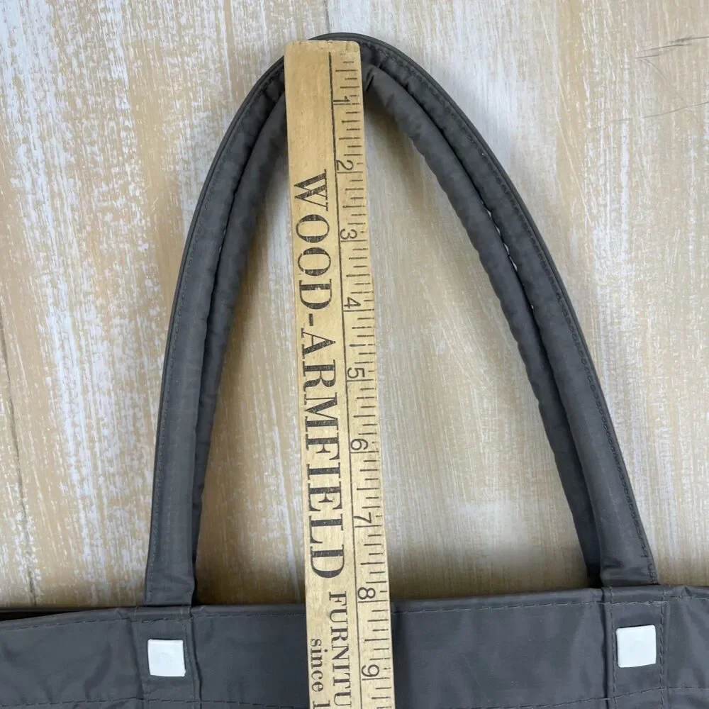 Disney Parks Gray PVC Bag Tote Stripes & Micky Heads Double Handle